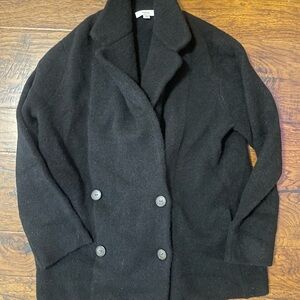 Vince Classic wool alpaca women’s blend natural Black Pea Coat jacket medium